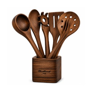 سرویس 7 پارچه کفگیر ملاقه چوبلمه مدل رز-7720